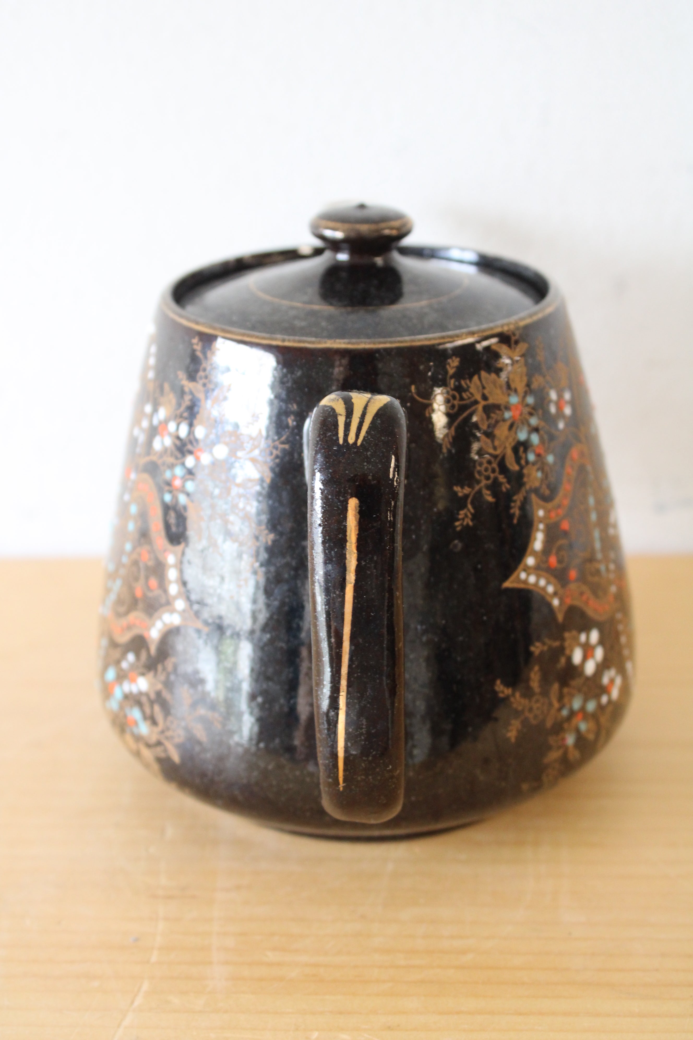 Vintage Hand Painted Brown & Gold Designed Teapot