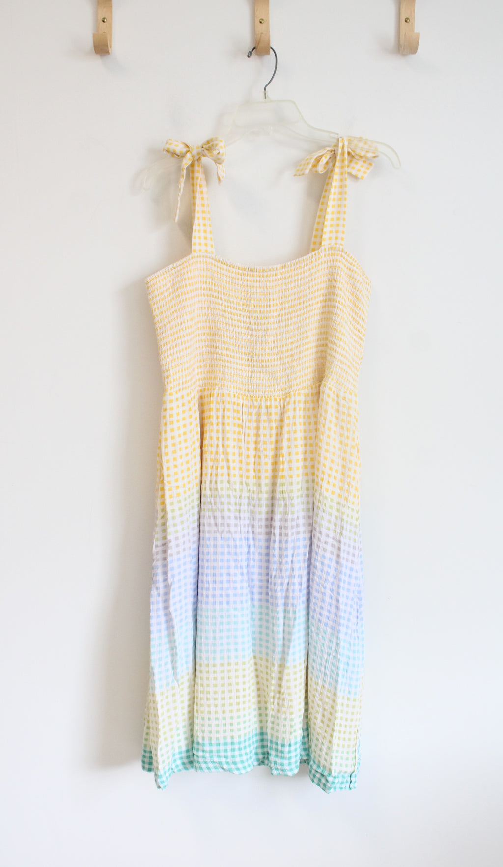 Lauren Conrad Multi-Colored Ombre Plaid Gauzy Shoulder Tie Dress | XL