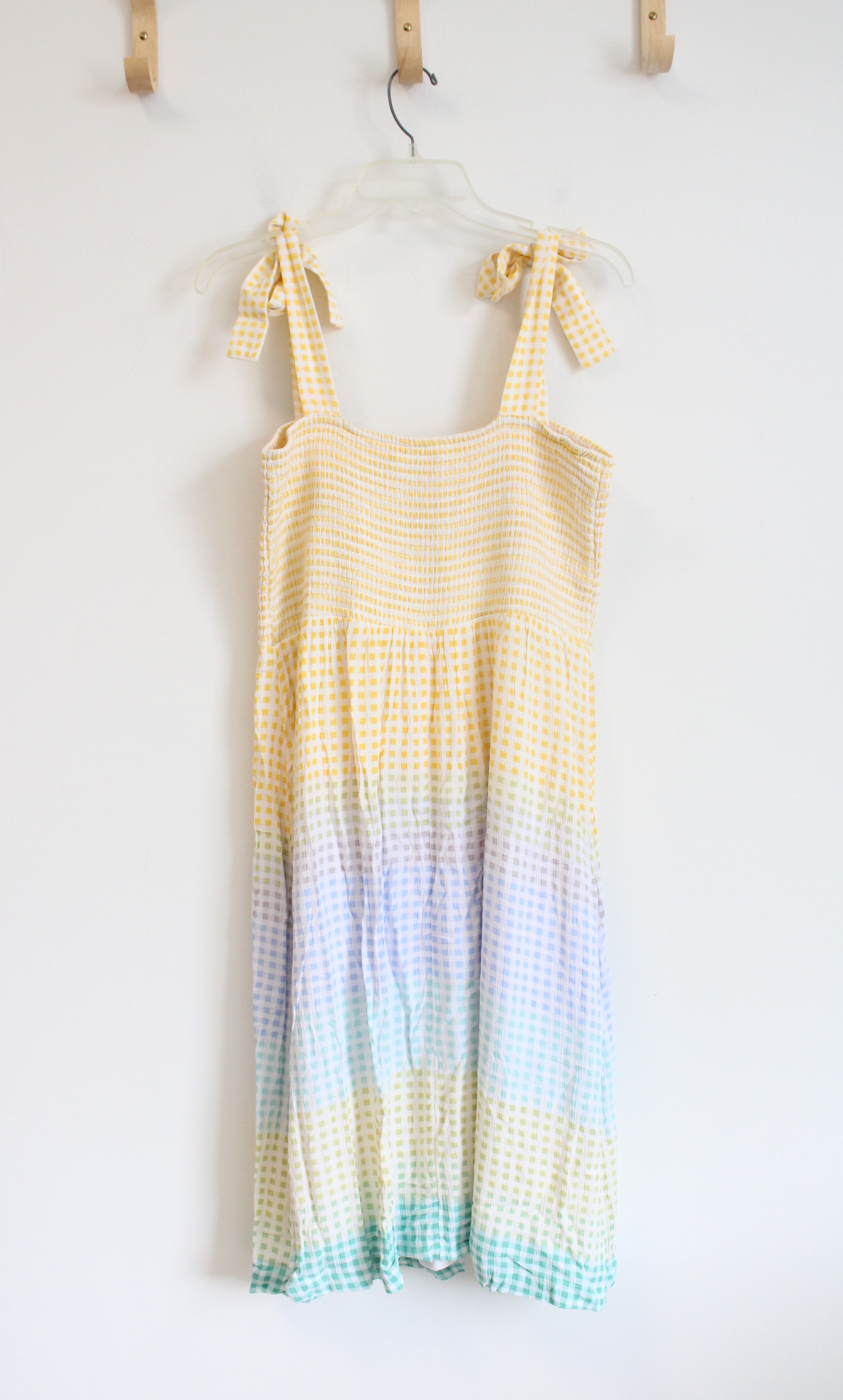 Lauren Conrad Multi-Colored Ombre Plaid Gauzy Shoulder Tie Dress | XL