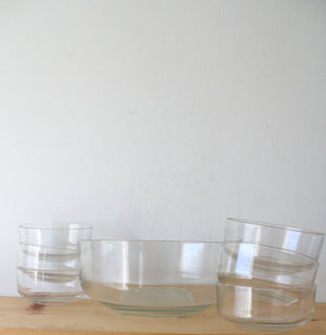 Large Clear Glass Serving Bowl & Set Of 6 Small Bowls