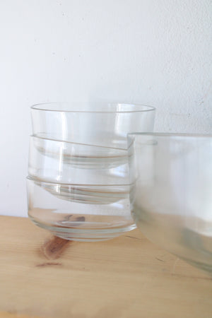 Large Clear Glass Serving Bowl & Set Of 6 Small Bowls