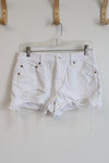 American Eagle 90s Boyfriend Distressed White Shorts | 10