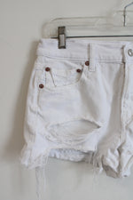 American Eagle 90s Boyfriend Distressed White Shorts | 10