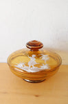 Mary Gregory Vintage Hand Painted Amber Glass Covered Dish