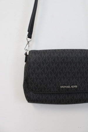 NEW Michael Kors Jet Set Black Medium Logo Convertible Pouchette Bag