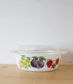 Anchor Hocking Fire King Fruit Patterned 1.5 Quart Oval Baking Dish & Lid