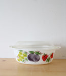 Anchor Hocking Fire King Fruit Patterned 1.5 Quart Oval Baking Dish & Lid