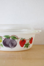 Anchor Hocking Fire King Fruit Patterned 1.5 Quart Oval Baking Dish & Lid