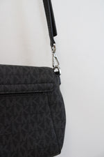 NEW Michael Kors Jet Set Black Medium Logo Convertible Pouchette Bag