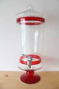 Red & Clear Glass Tall Drink Dispenser | 1.5 GAL