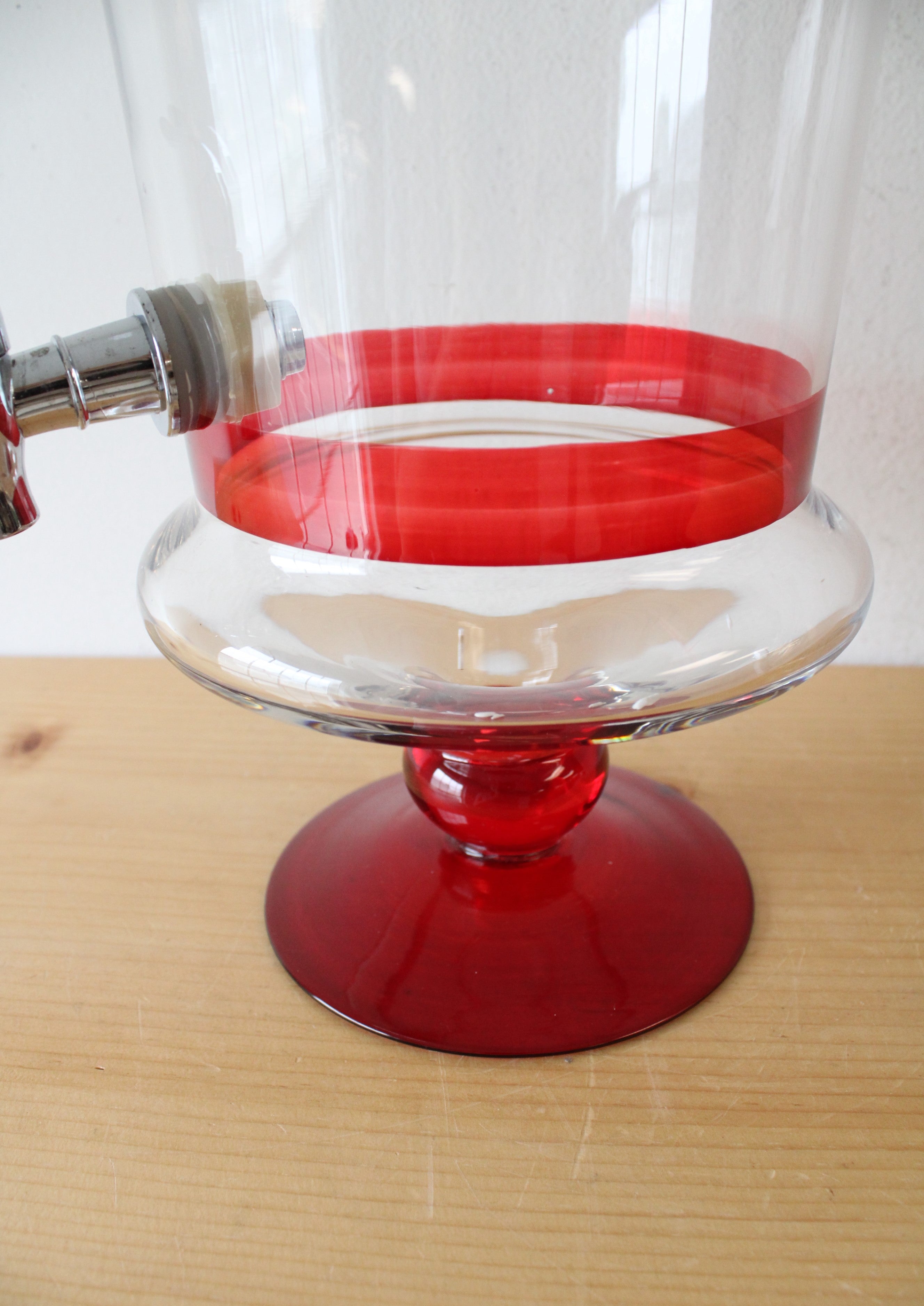 Red & Clear Glass Tall Drink Dispenser | 1.5 GAL