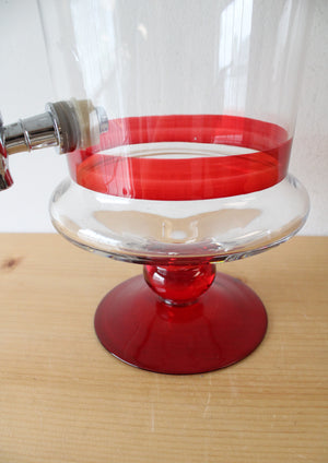 Red & Clear Glass Tall Drink Dispenser | 1.5 GAL