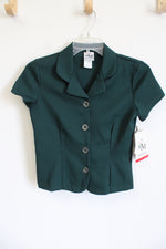 NEW My Michelle Button Up Green Short-Sleeve Shirt | 14