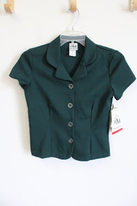 NEW My Michelle Button Up Green Short-Sleeve Shirt | 14