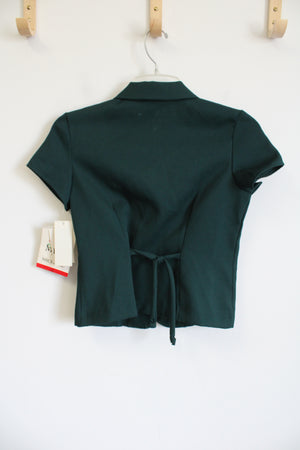 NEW My Michelle Button Up Green Short-Sleeve Shirt | 14