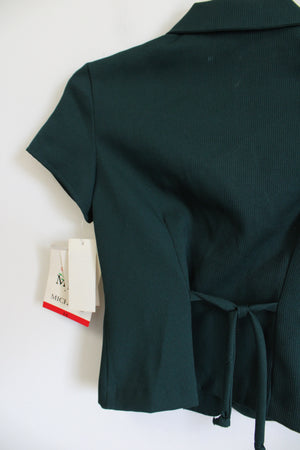 NEW My Michelle Button Up Green Short-Sleeve Shirt | 14