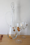 Toscany Vintage Gold Etched Clear Glass Decanter & Goblet Set