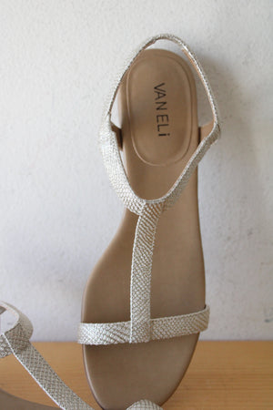 VANELi Silver T-Strap Sandals | Size 9.5