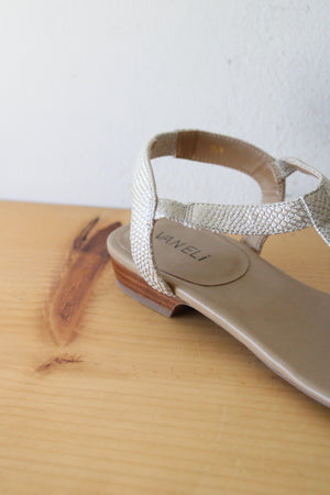 VANELi Silver T-Strap Sandals | Size 9.5