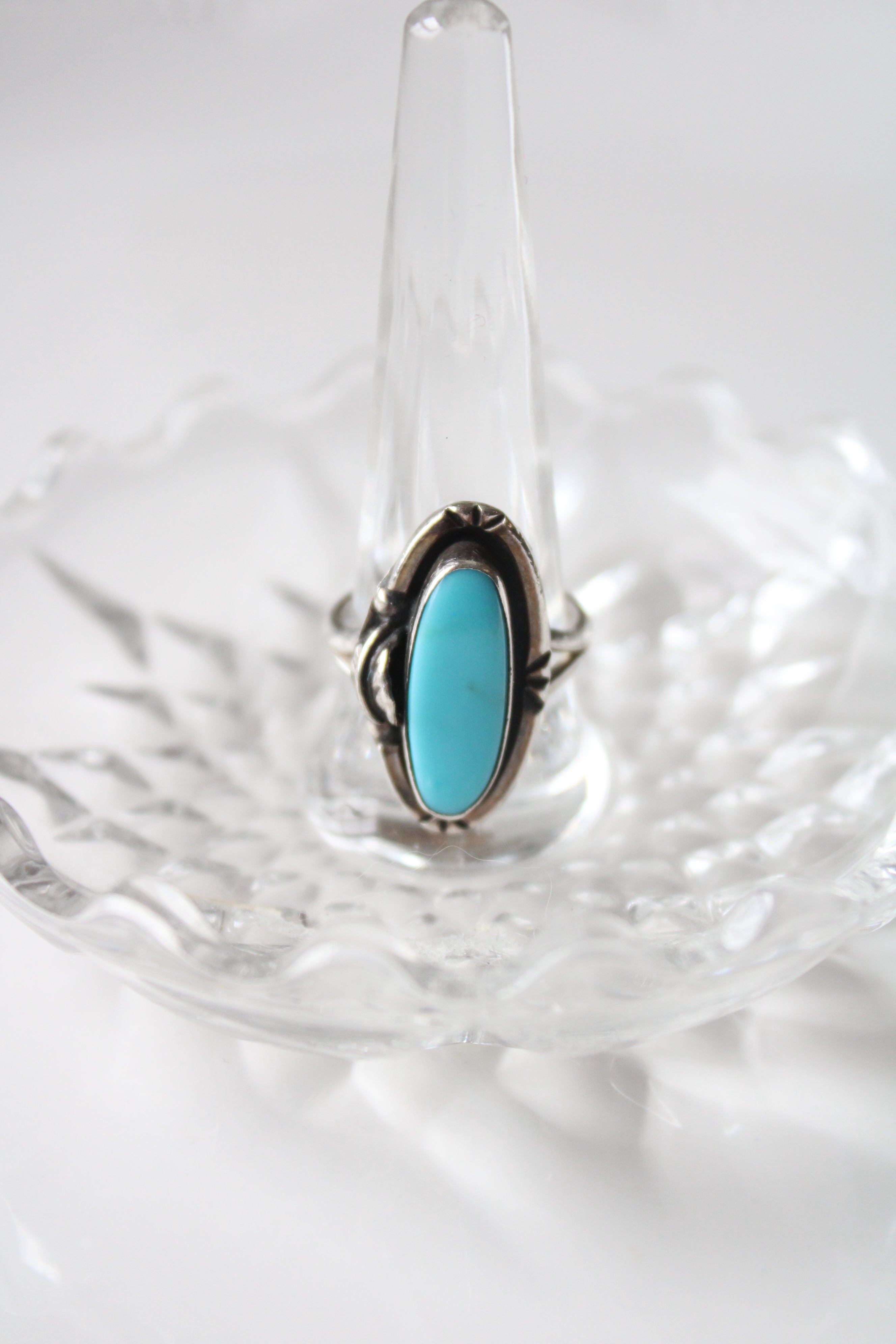 Oval Turquoise Sterling Silver Ring | Size 7.5