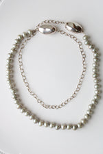 Sterling Silver & Genuine Green Pearl Long Necklace