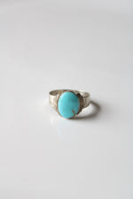 Turquoise Oval DTR Sterling Silver Ring | Size 11