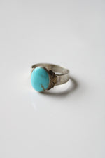 Turquoise Oval DTR Sterling Silver Ring | Size 11