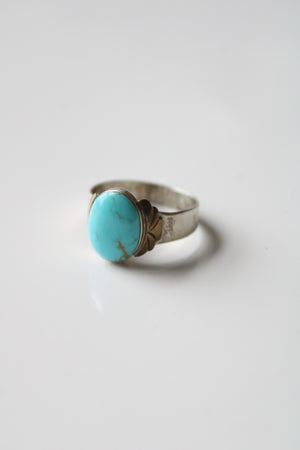 Turquoise Oval DTR Sterling Silver Ring | Size 11