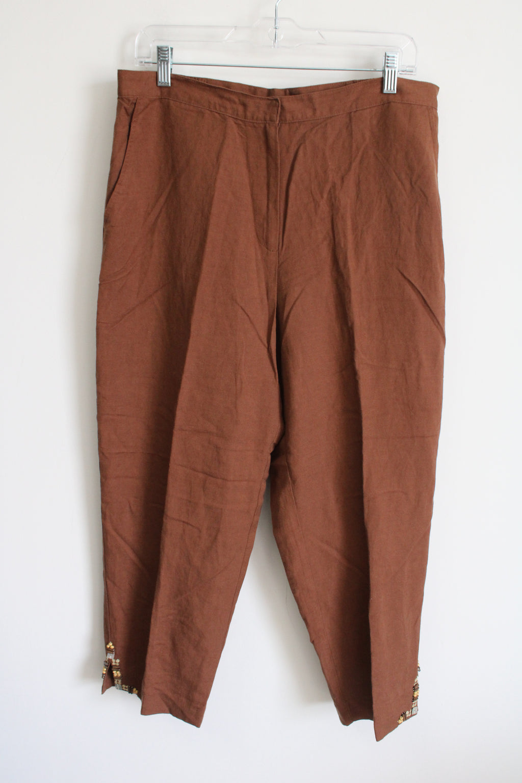 Ruby Rd. Brown Linen Ankle Pant | 12