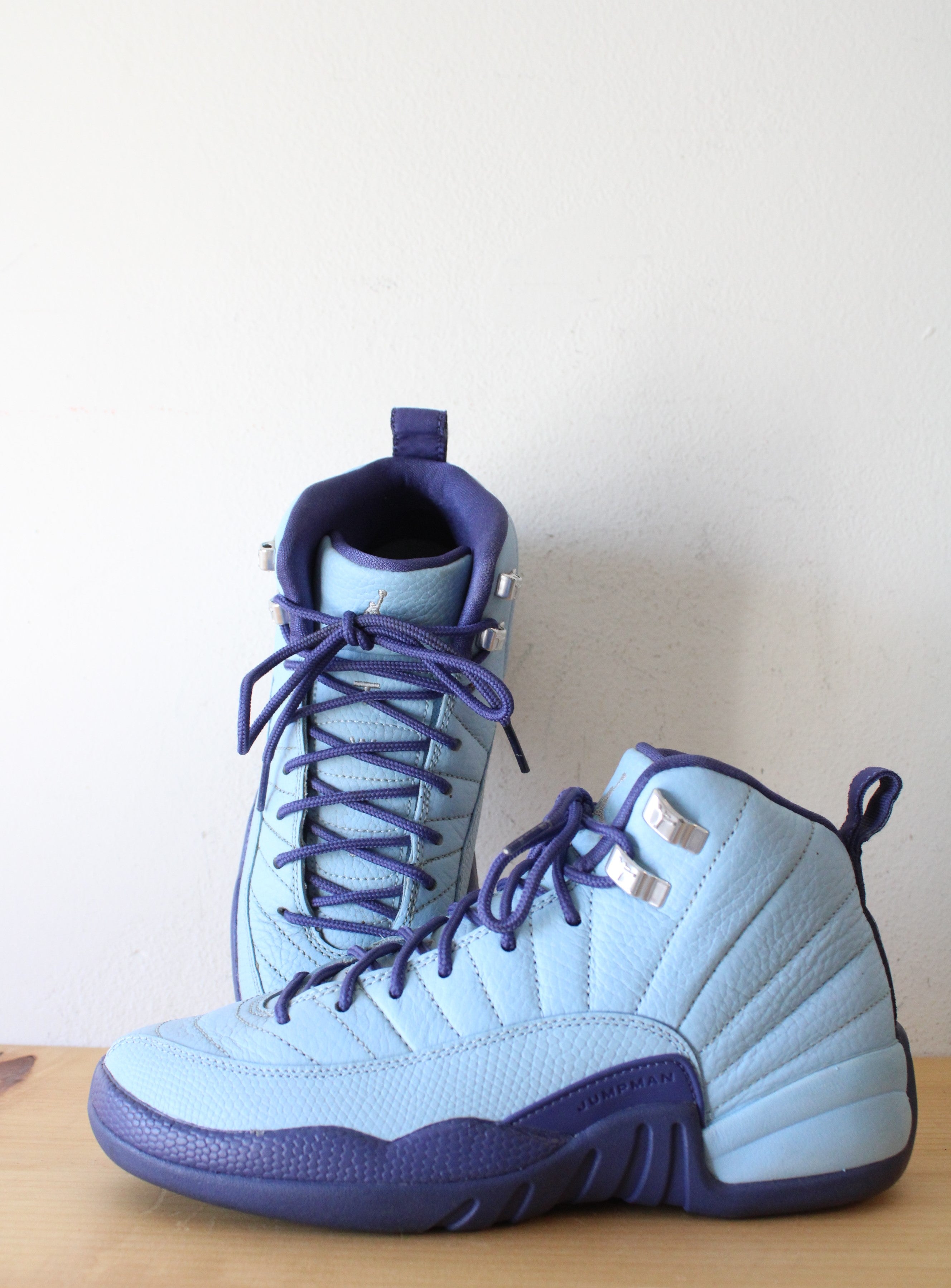 Nike Air Jordan Retro 12 GS Blue Jumpman Shoes | Size Youth 5.5