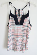 Athleta White Navy Blue Striped Tank | S