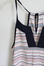 Athleta White Navy Blue Striped Tank | S