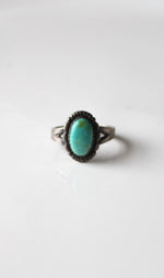 Sterling Turquoise Oval Ring | Size 8