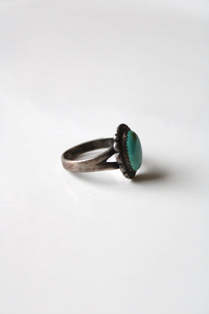 Sterling Turquoise Oval Ring | Size 8