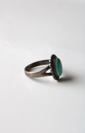 Sterling Turquoise Oval Ring | Size 8