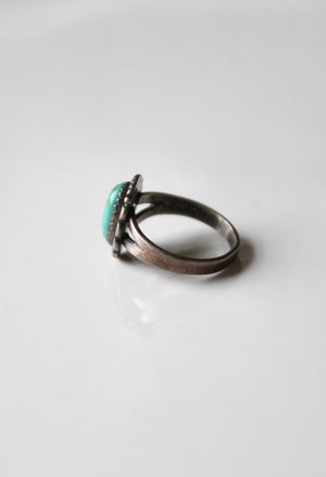 Sterling Turquoise Oval Ring | Size 8