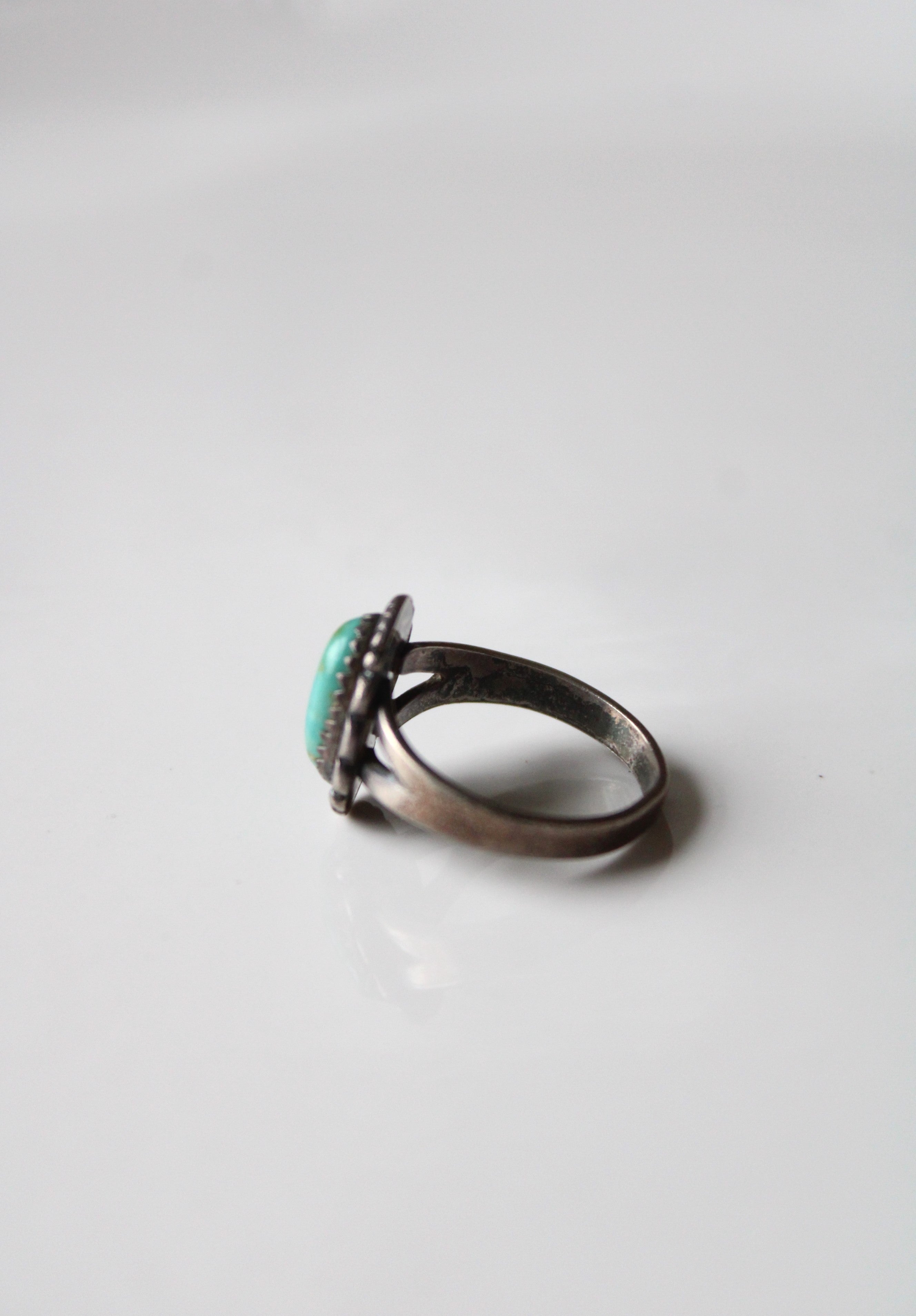 Sterling Turquoise Oval Ring | Size 8