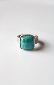 Square Turquoise Sterling Silver Ring | Size 9