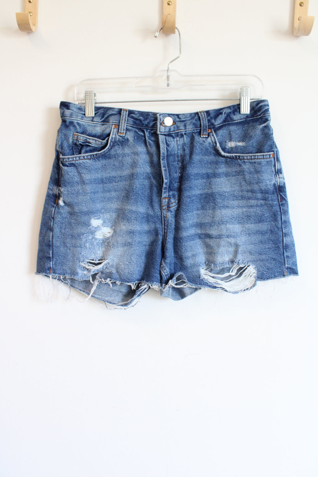 Topshop Moto Ashley Distressed High Rise Denim Shorts | 8