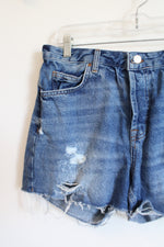 Topshop Moto Ashley Distressed High Rise Denim Shorts | 8