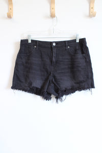 Aerie Black Distressed Denim Shorts | M