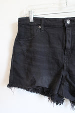 Aerie Black Distressed Denim Shorts | M