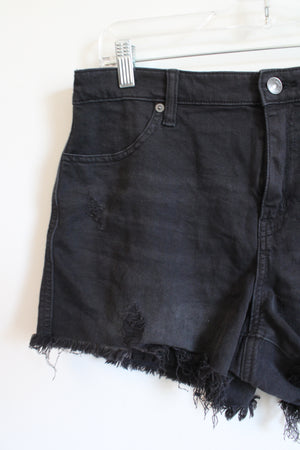 Aerie Black Distressed Denim Shorts | M