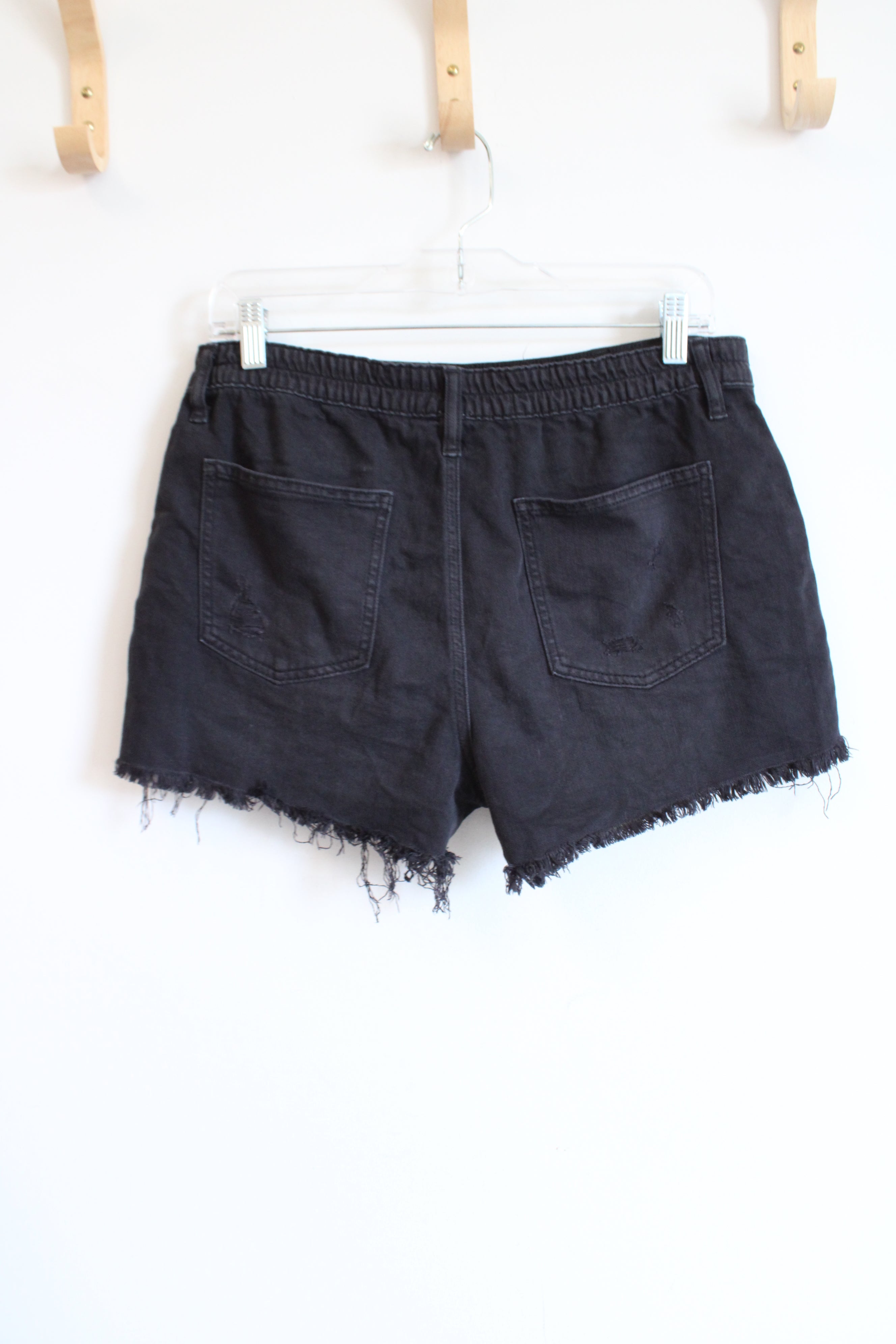 Aerie Black Distressed Denim Shorts | M