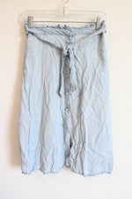 H&M & Denim Light Wash Chambray Button Down Skirt | 4