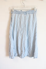 H&M & Denim Light Wash Chambray Button Down Skirt | 4