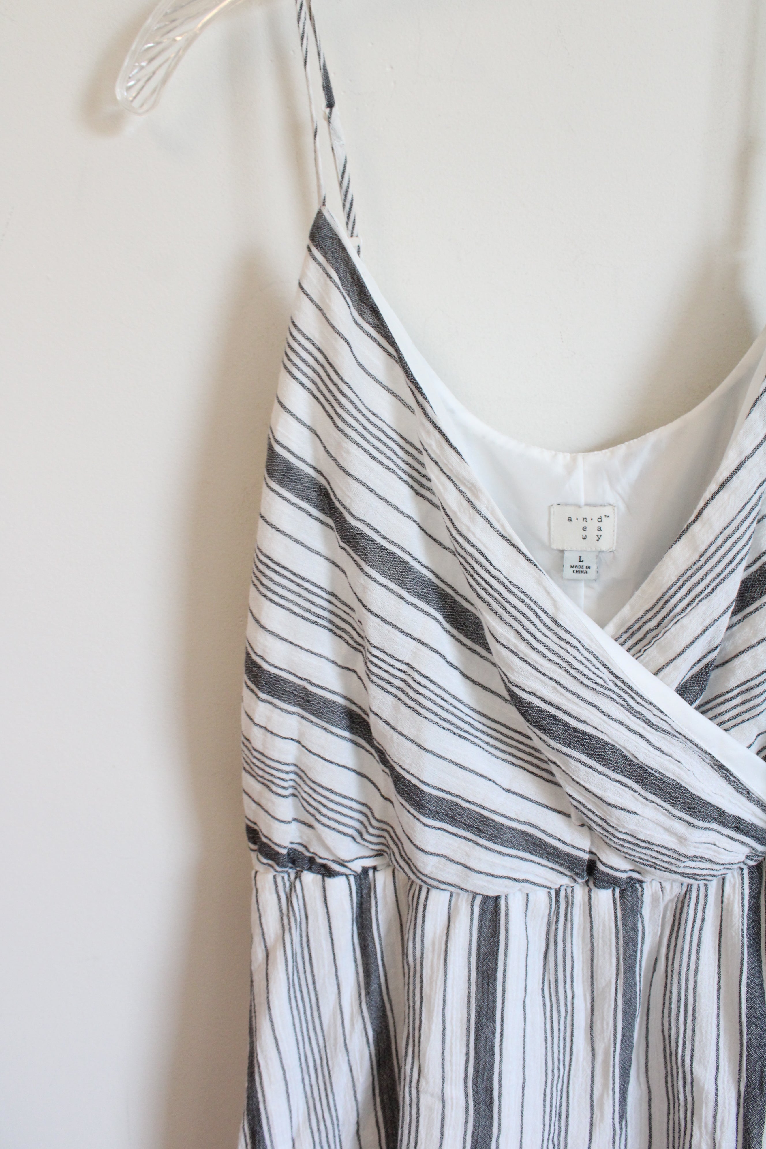 A New Day White & Gray Striped Cotton Dress | L