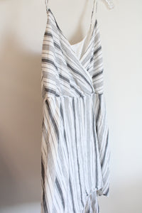 A New Day White & Gray Striped Cotton Dress | L