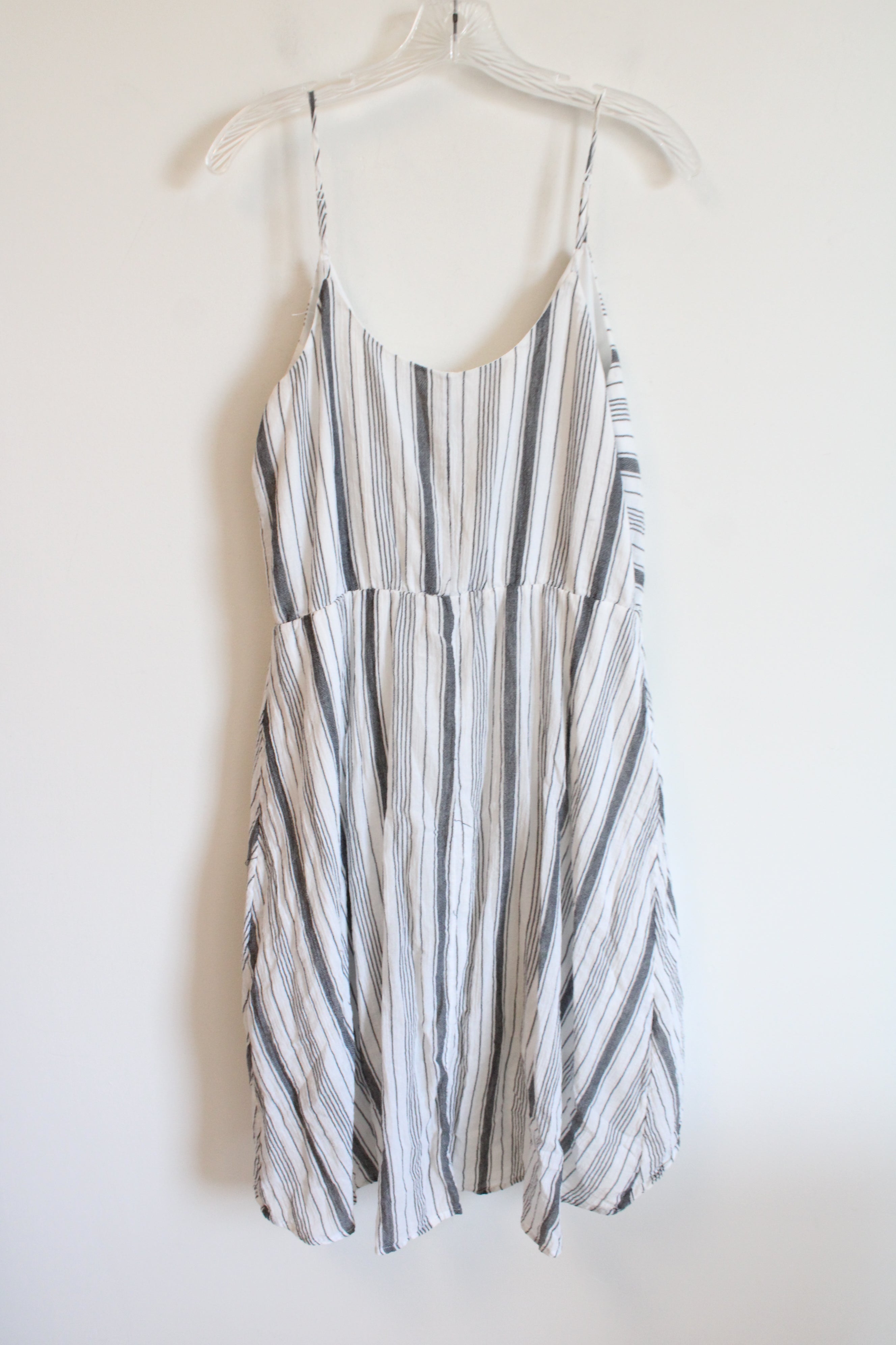 A New Day White & Gray Striped Cotton Dress | L