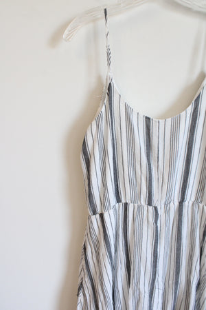 A New Day White & Gray Striped Cotton Dress | L